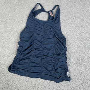 FP MOVEMENT Top Womens S Navy Blue Tank Ruched Sleeveless Straps Yoga Training